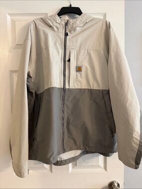 Carhartt Two-Tone Hooded Rain Jacket - Cream & Charcoal